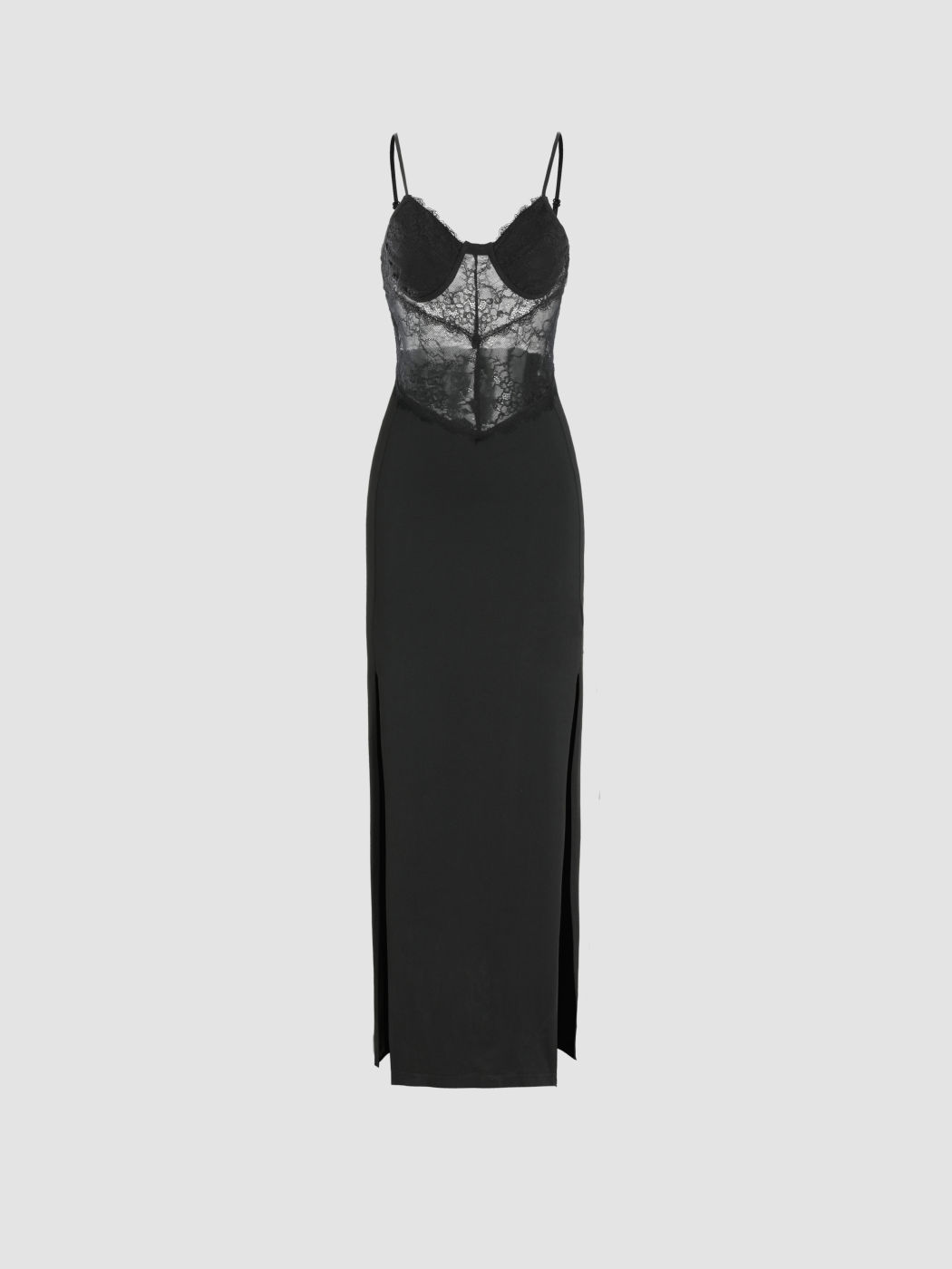 Spitzen-Schatz-Cami-Maxikleid mit Schlitz