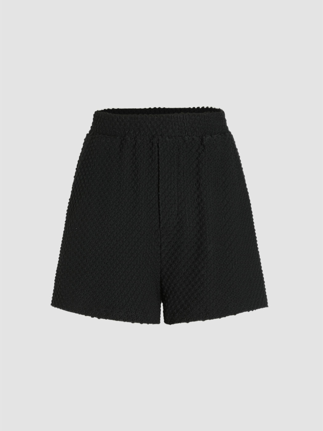 Solid strukturierte Shorts mit weitem Bein