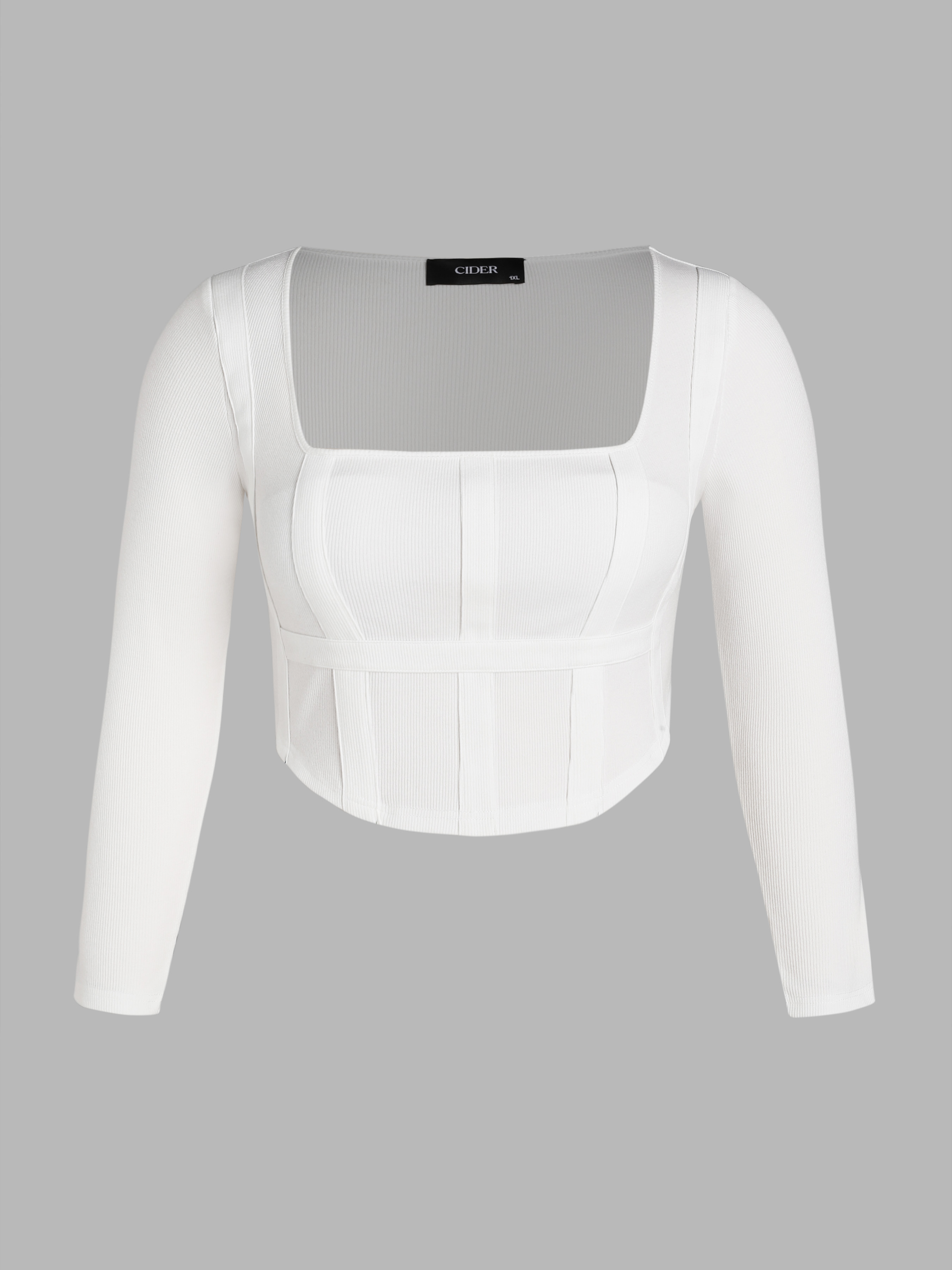 Rib Stitch Solid Crop Top Curve & Plus For School Daily Casual Coffee ...