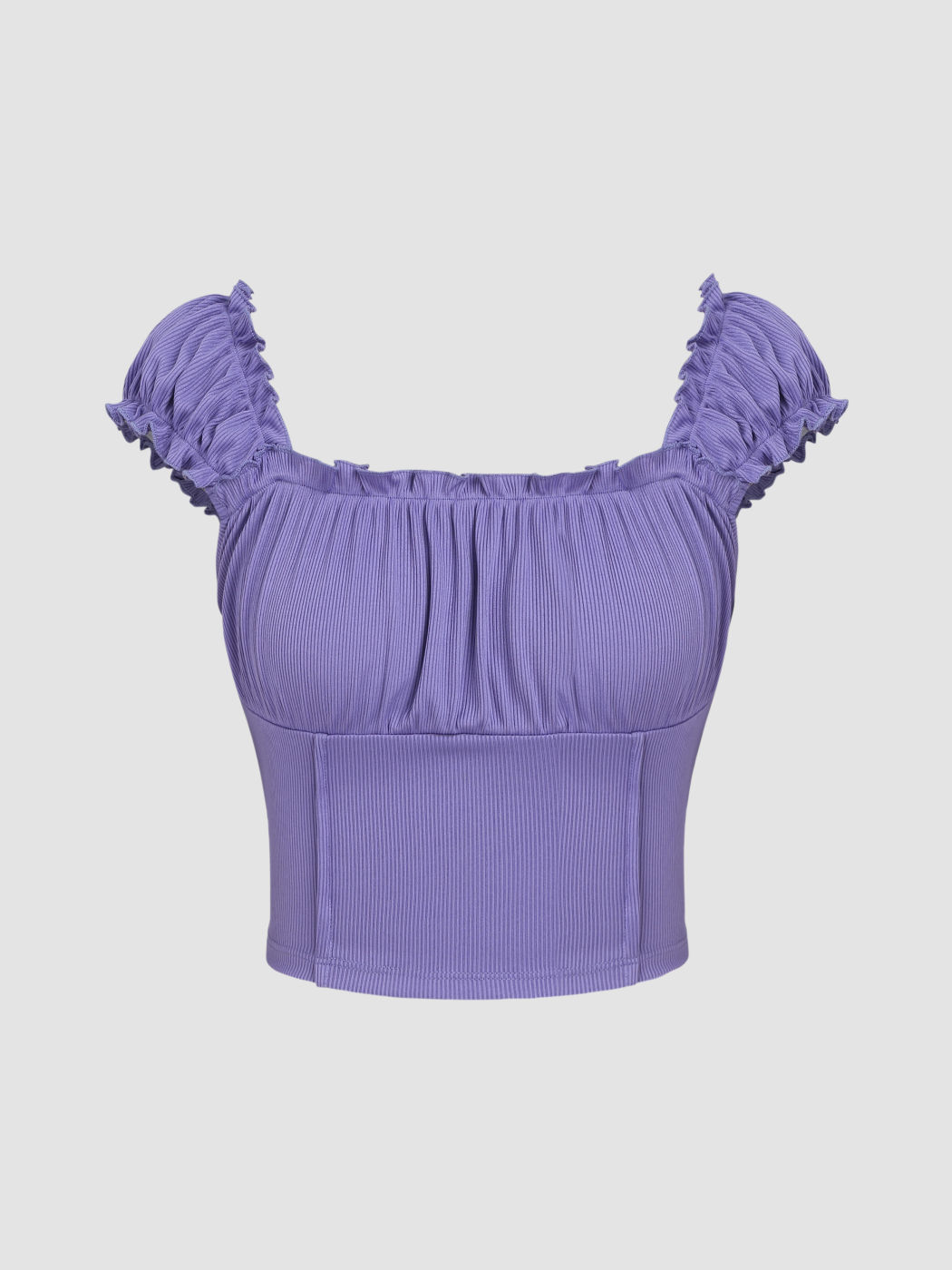 Solid Square Neck Short Sleeve Top