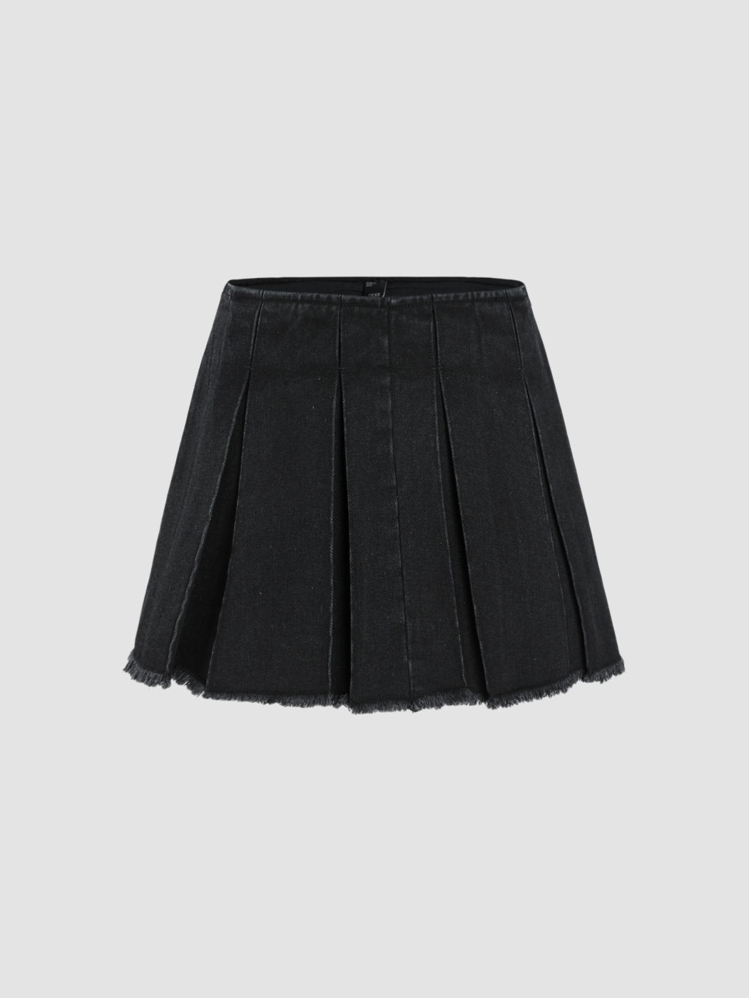 Denim Solid Plissee Minirock