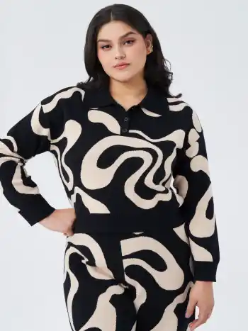 Everyday Illusion Psychedelic Swirl Pullover Sweater Curve & Plus