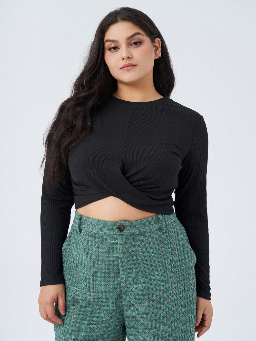 Crop-Top aus einfarbigem Jersey Kurve & Plus