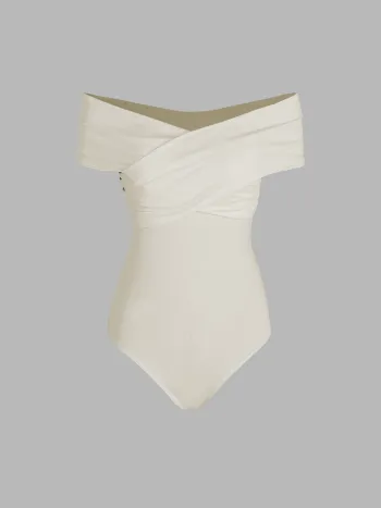 Einfarbiger Off-the-Shoulder-Bodysuit