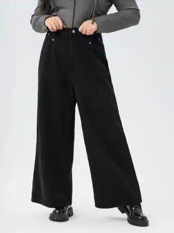Denim Mid Waist Pocket Baggy Jeans Curve & Plus