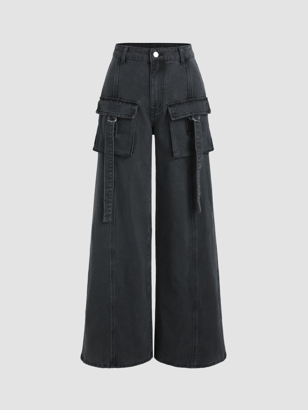 Mid Rise Pocket Cargo Jeans mit weitem Bein