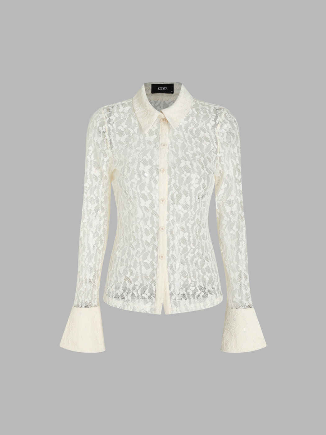 Langarm-Bluse aus festem Mesh-Schmetterling