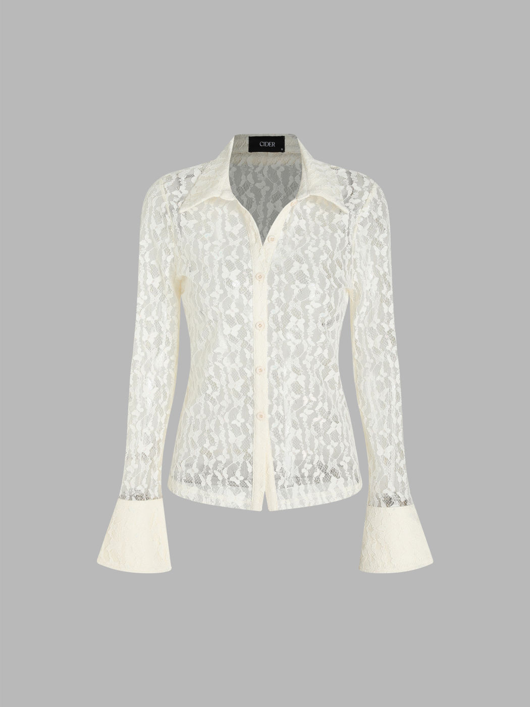 Langarm-Bluse aus festem Mesh-Schmetterling