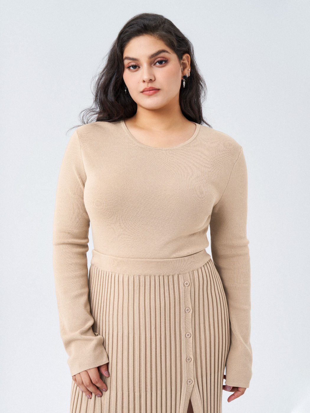 Solid Bodycon Knitted Crop Top Curve & Plus