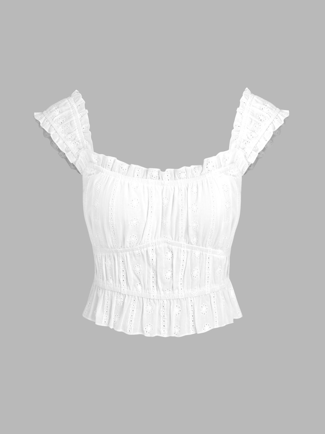 Feste, aushöhlende Crop-Bluse mit U-Ausschnitt