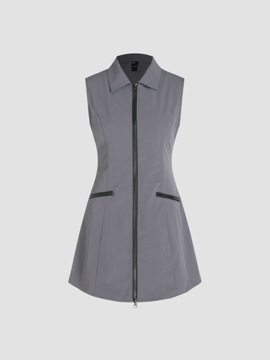  Vestido Corto Sin Mangas con Cuello Cremallera