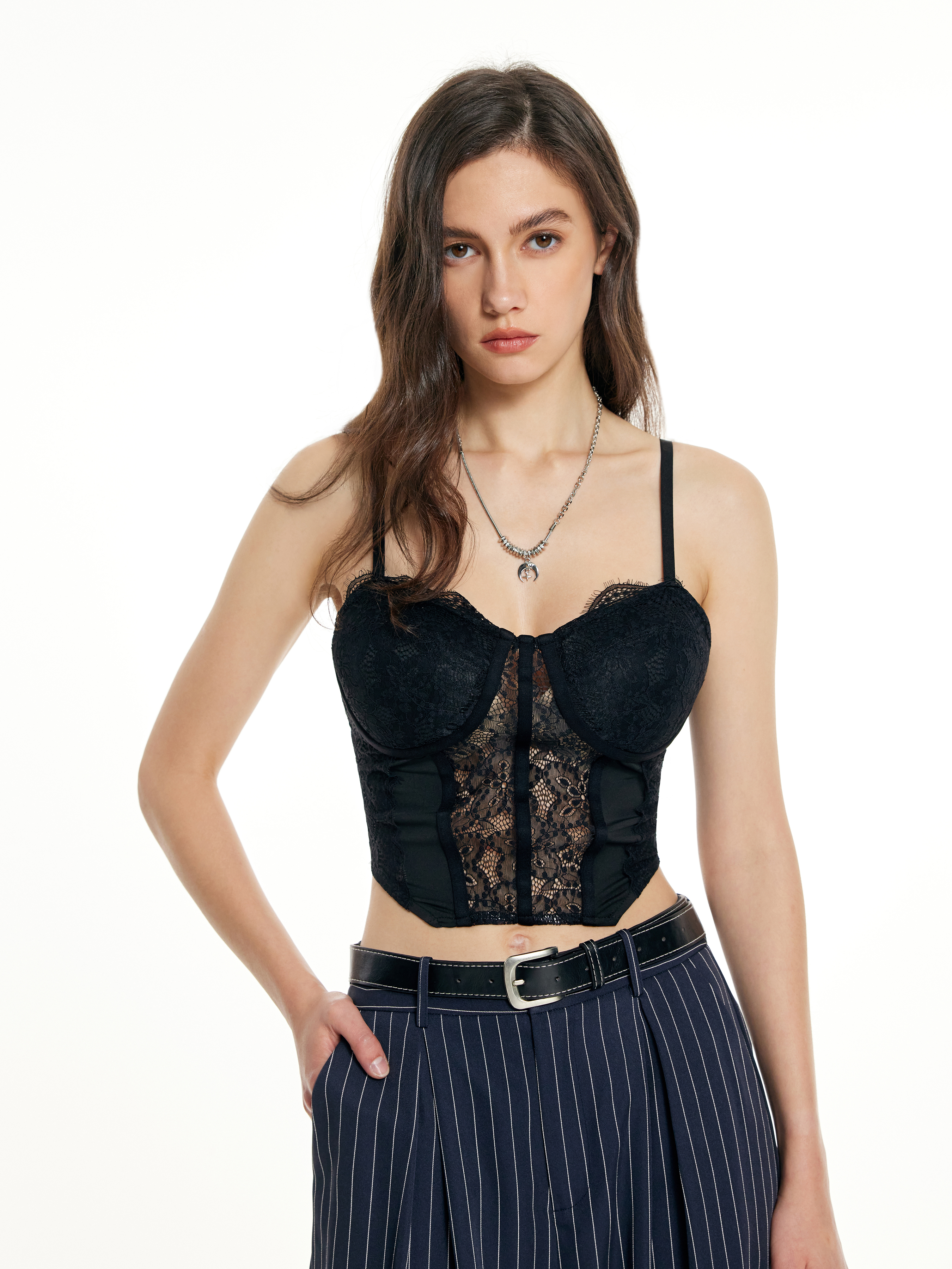 Wholesale IZF Black Floral Lace Corset Top – Tradyl