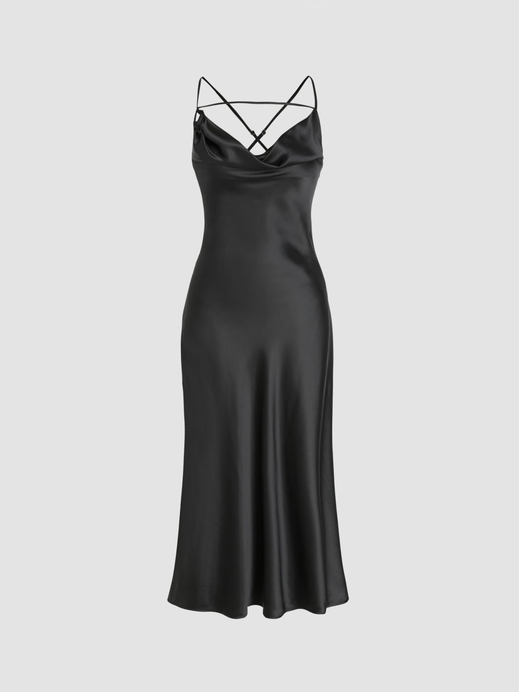 Satin Satin Cowl Neck Cami Mermaid Dress For Date