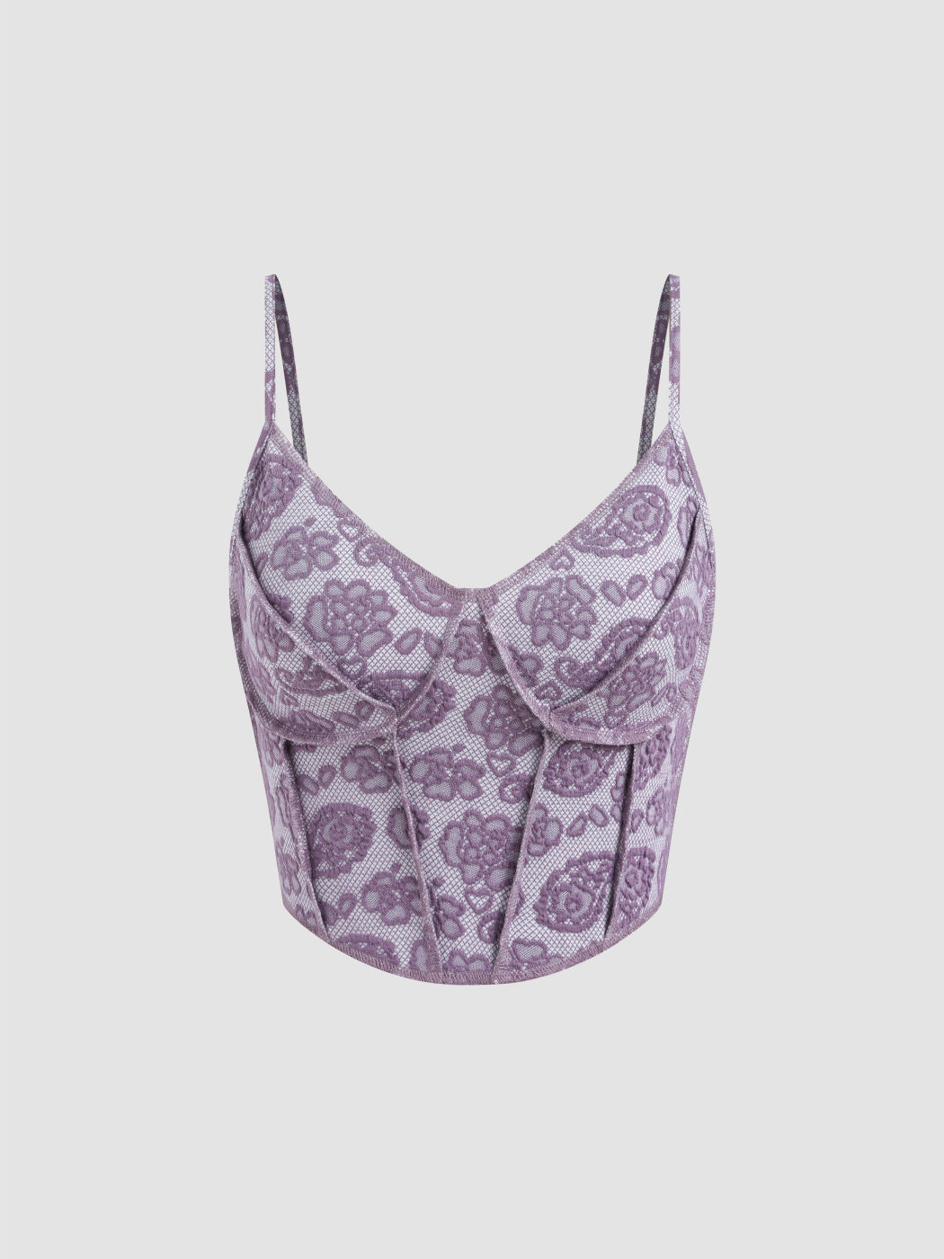 Floral Corset Tank Crop Top For Date Vacation