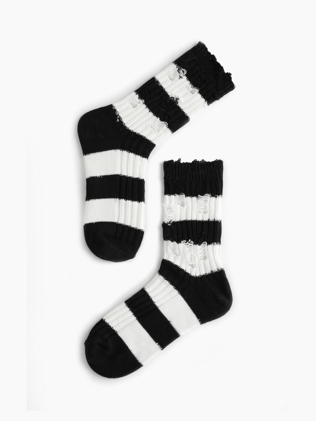 Stripe Ripped Crew Socks For School