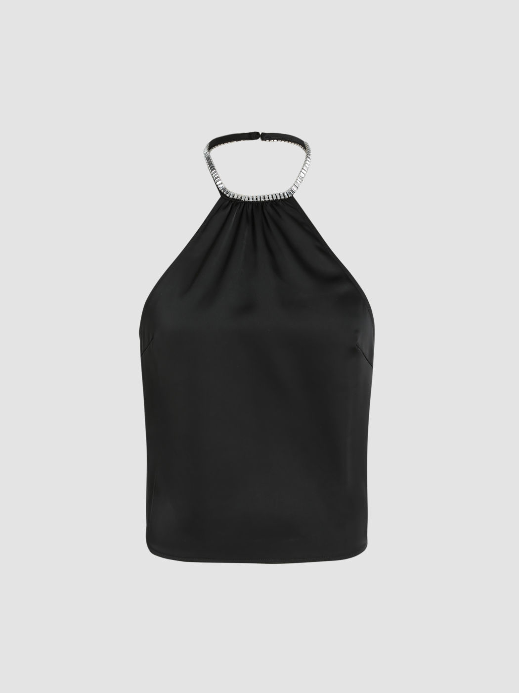 Satin Solid Halter Tank Top