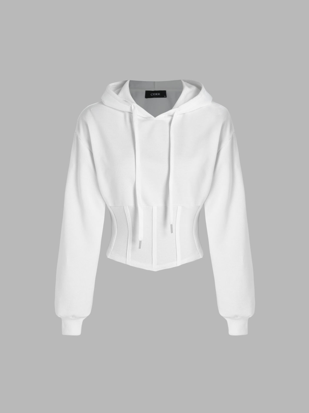 Einfarbiger Hoodie mit Kordelzug und Korsett