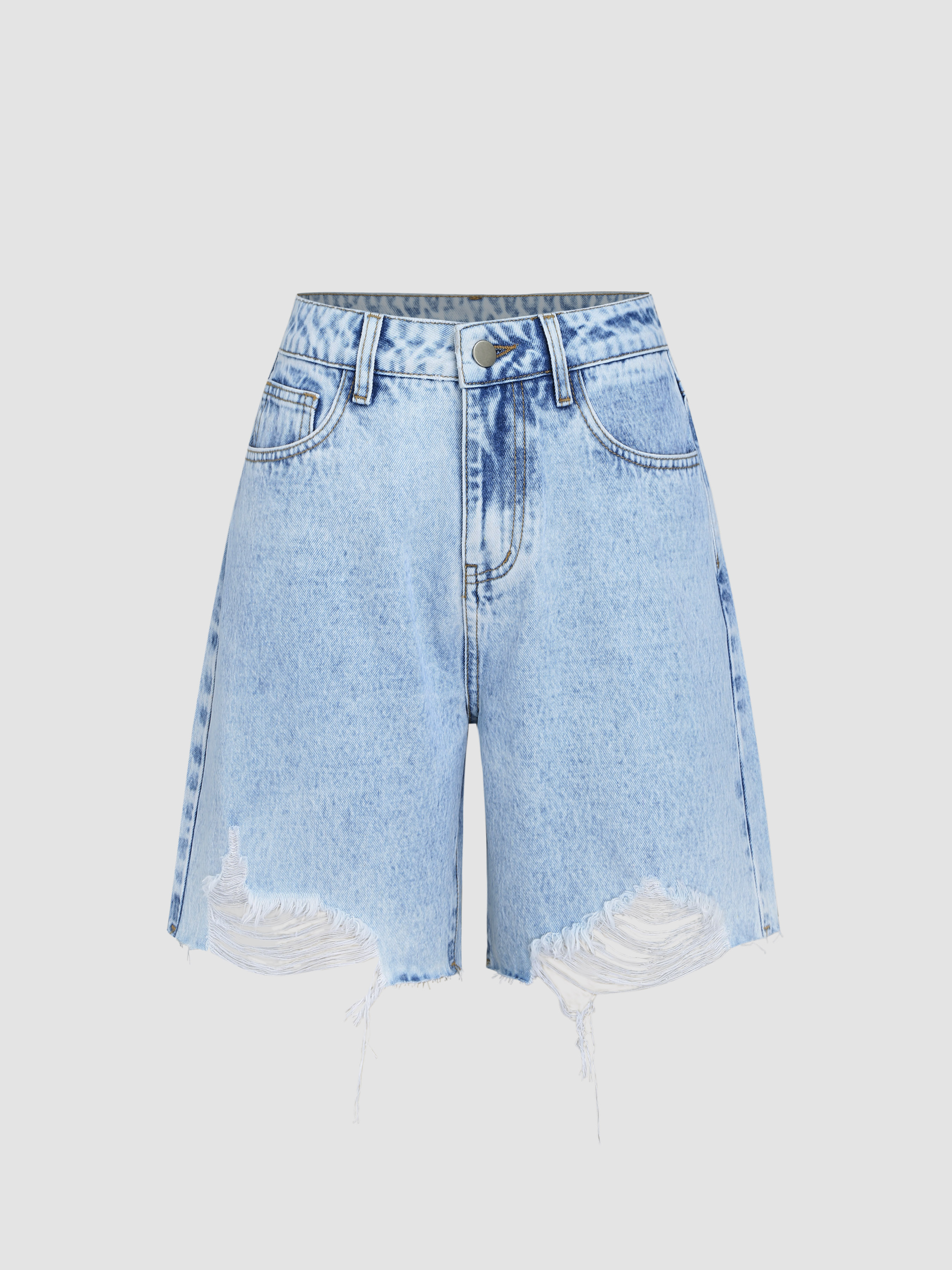 Short taille outlet haute jean dechiré