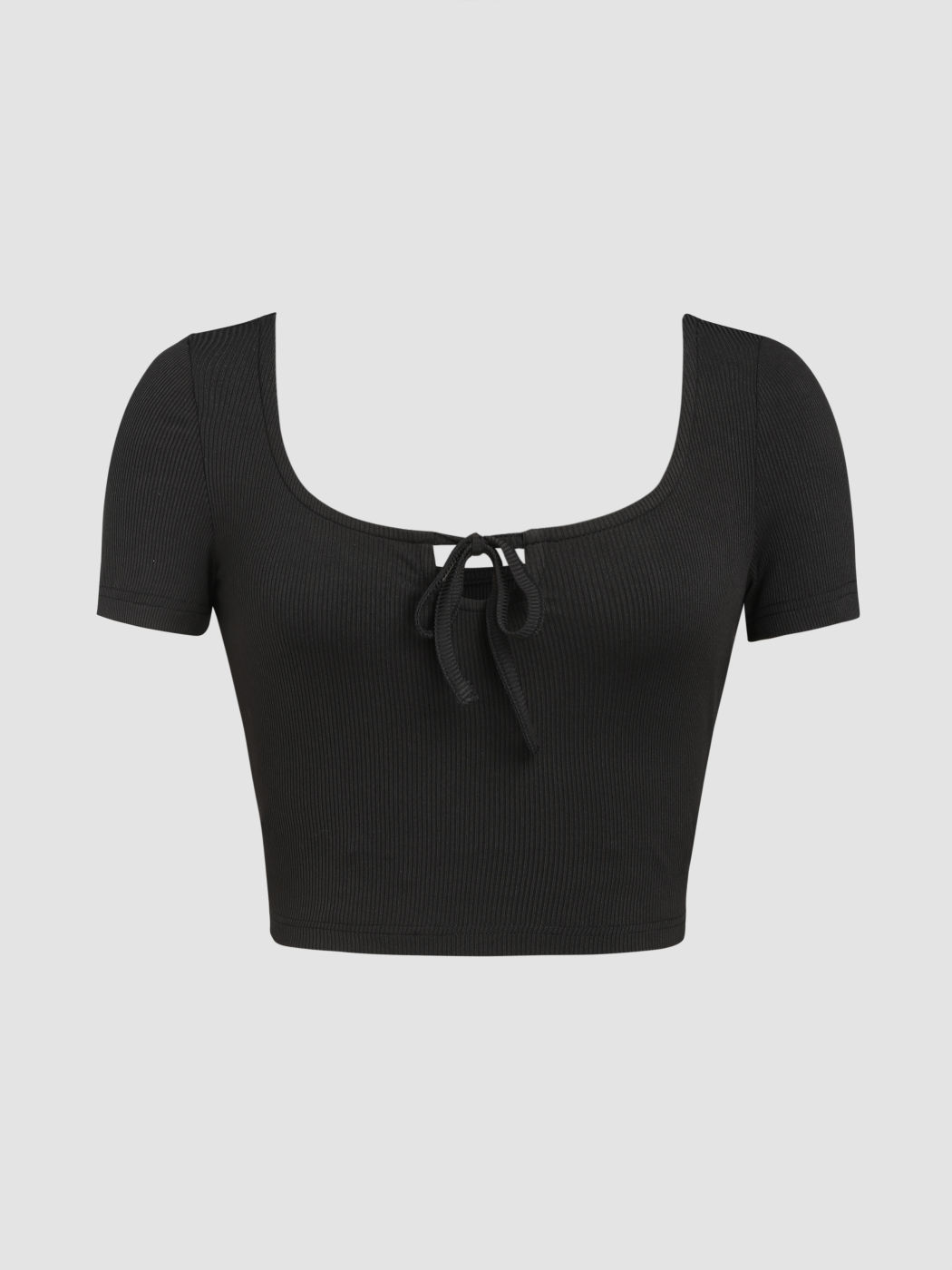 Einfarbiges, geknotetes Crop-Top mit U-Ausschnitt