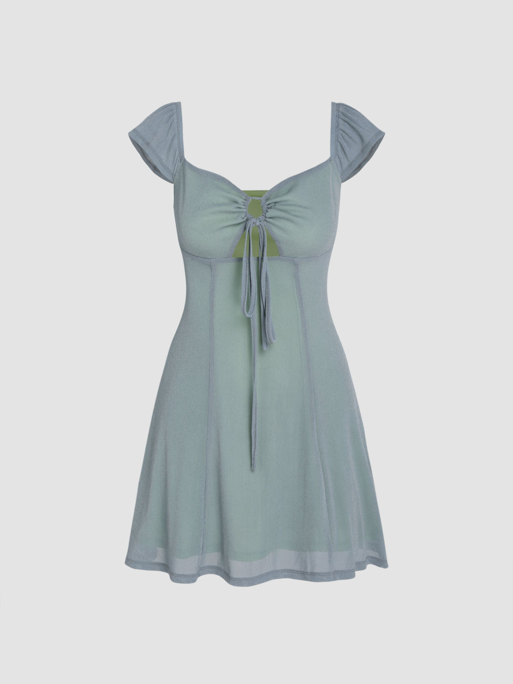 Einfarbiges, geknotetes Minikleid mit Ausschnitten