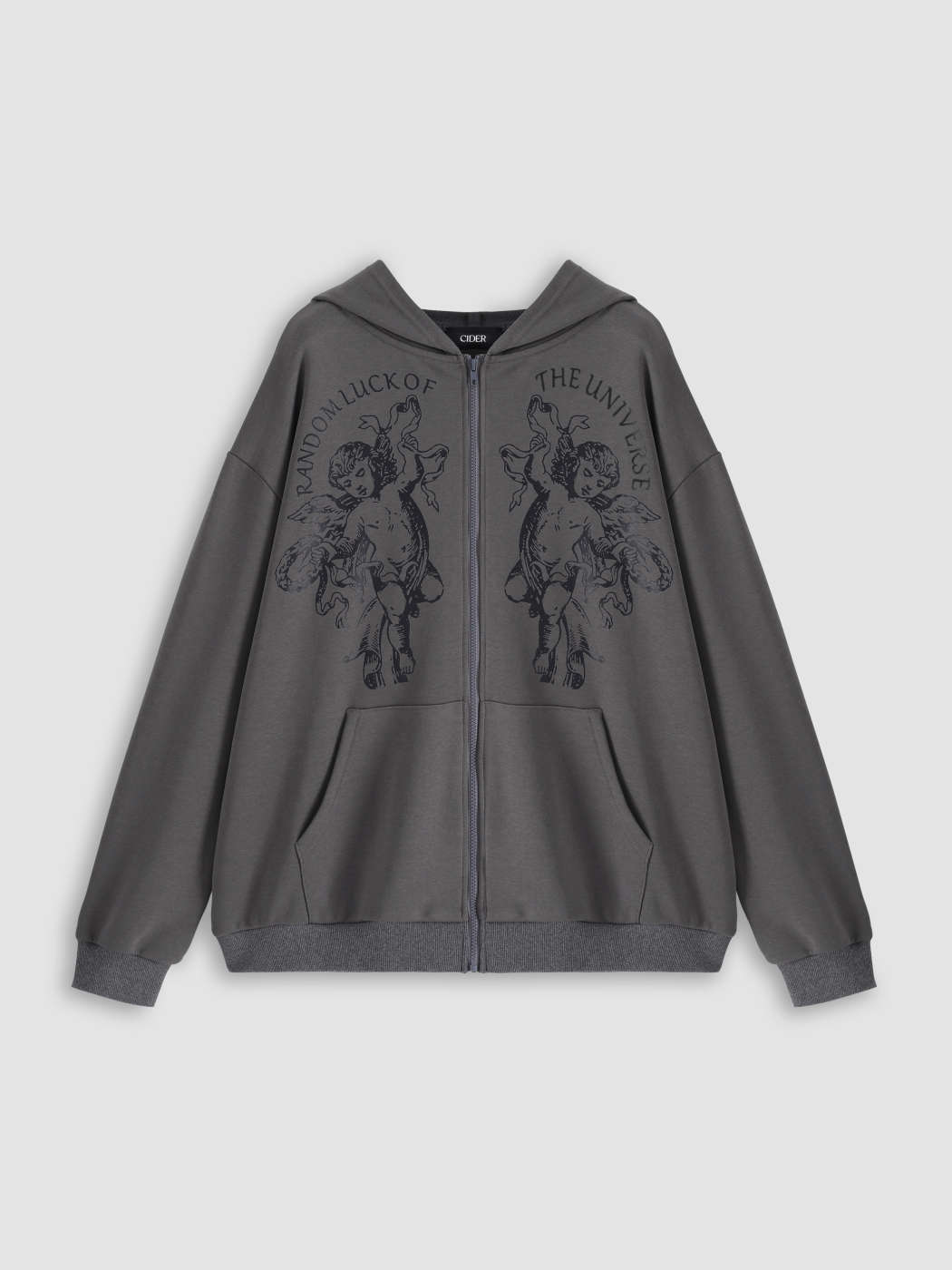 Hooded Shein Felpe Curvy Curve Plus Figure Zipper Up Oversized