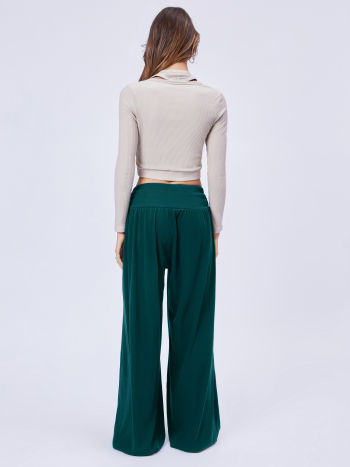 Solid Wide Leg Straight Cut Trouser