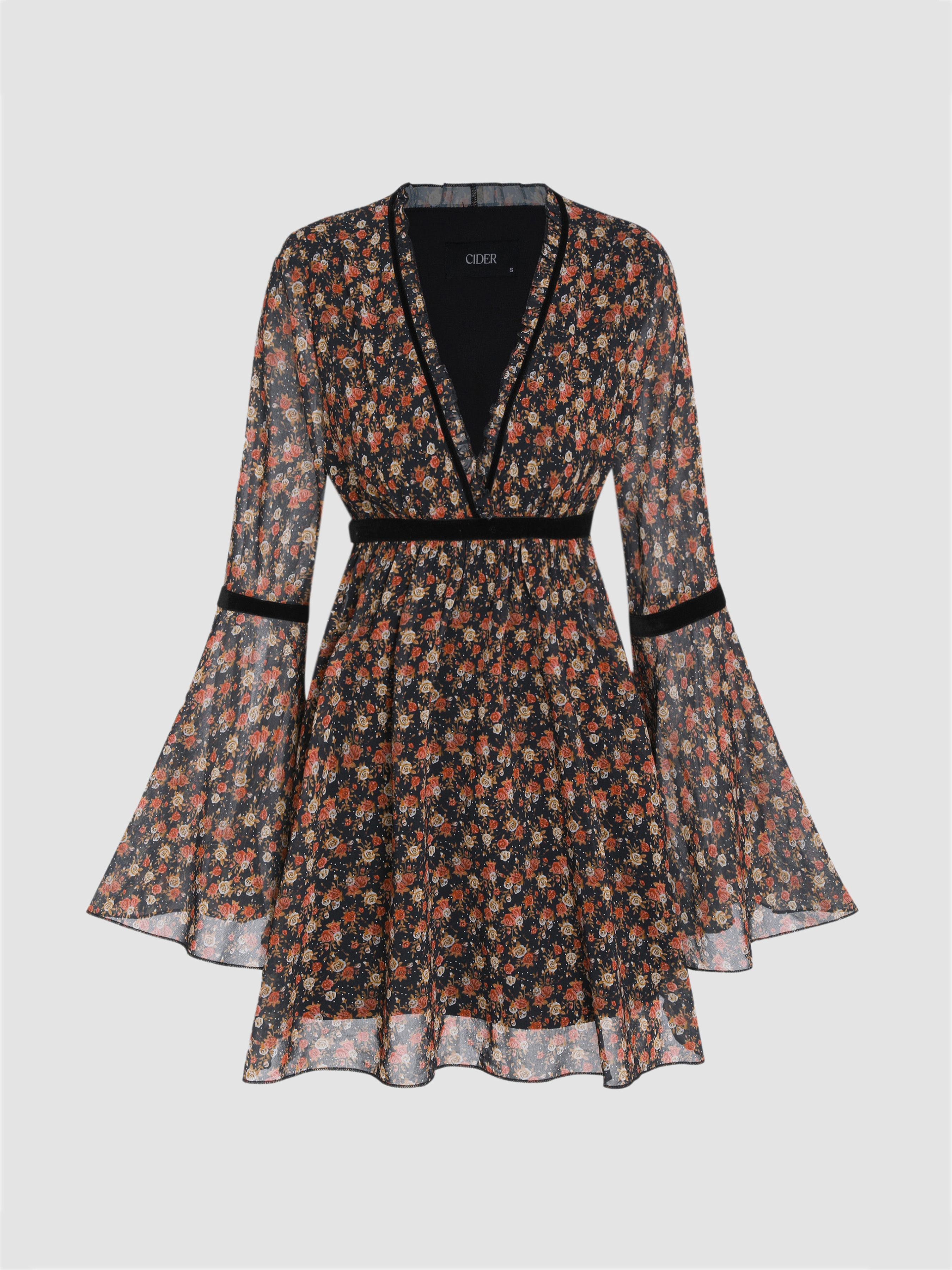Floral Vneck Mini Dress Cider