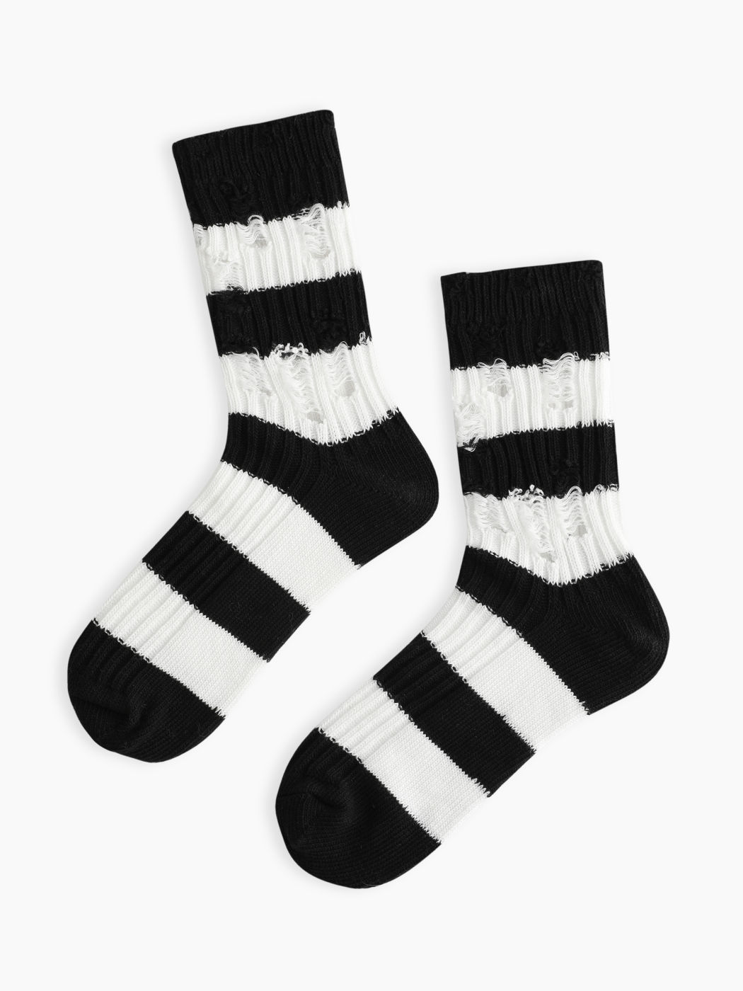 Stripe Ripped Crew Socks For School
