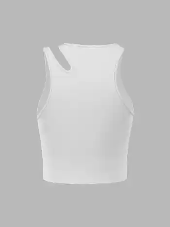 Solid Asymmetrical Sleeveless Crop Top