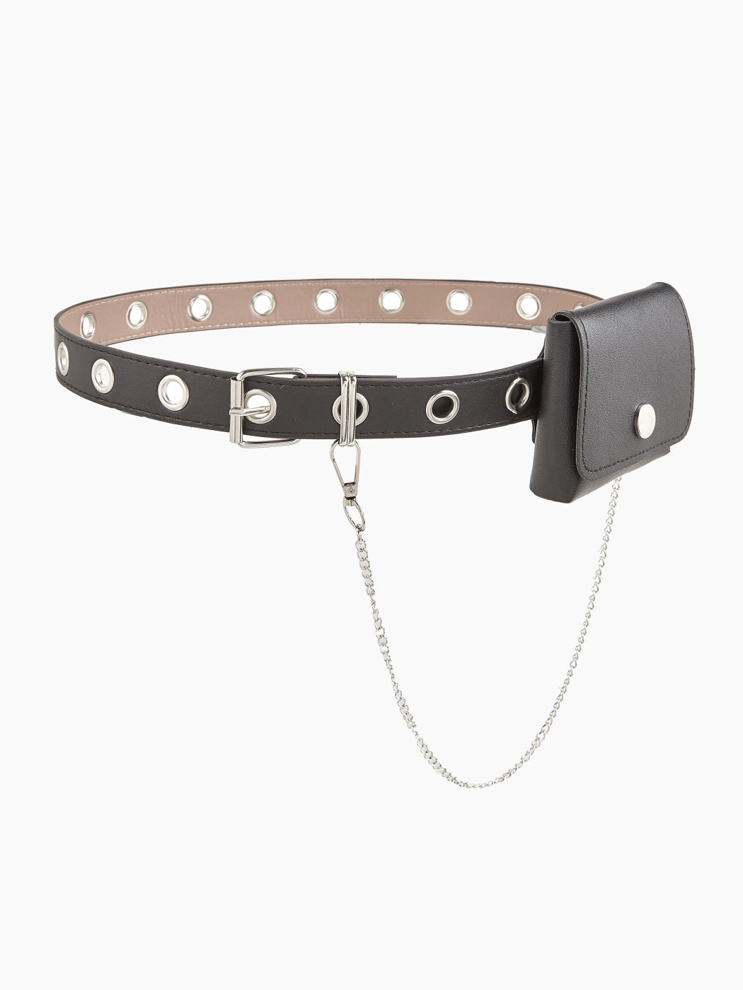 Faux Leather Buckle Waist Belt With Bag