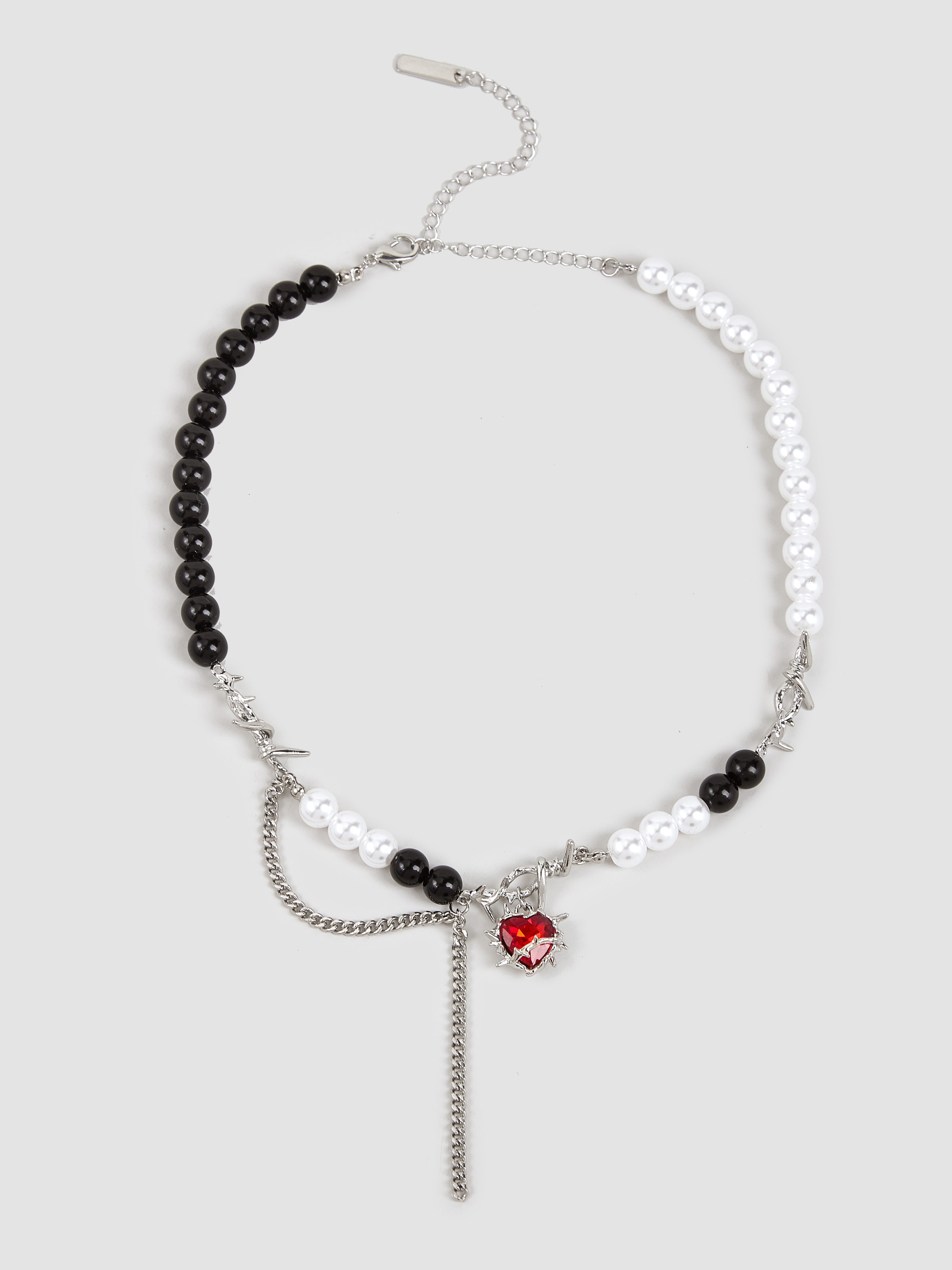 Heart Faux Pearl Beaded Necklace Cider