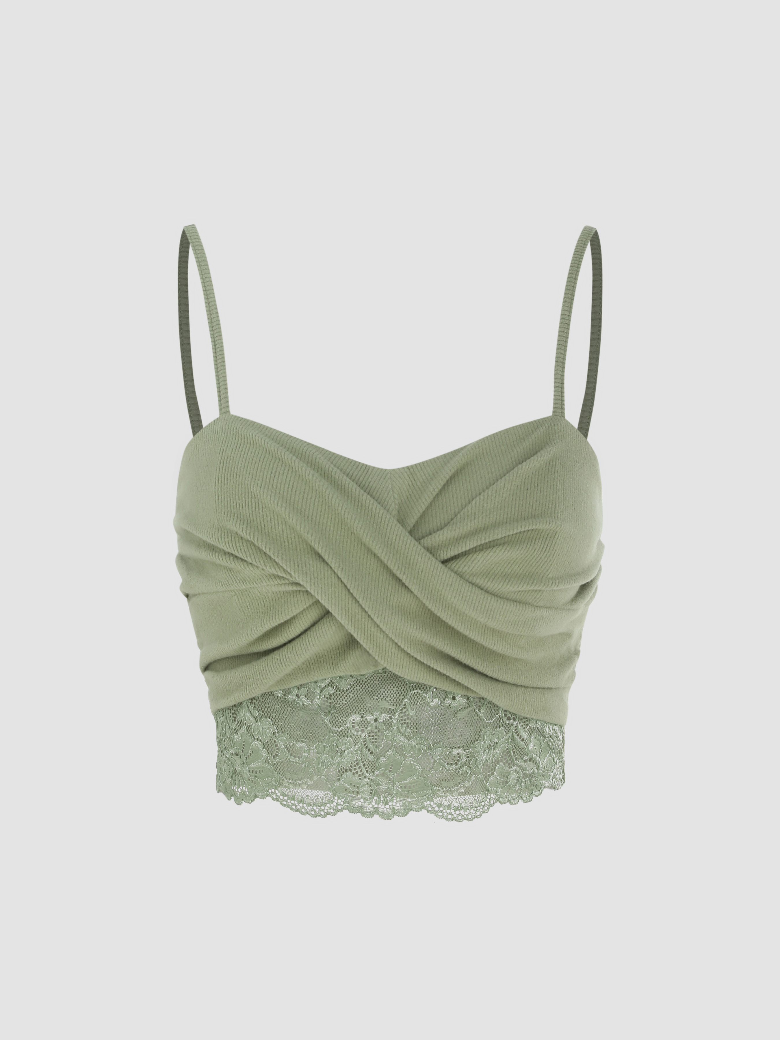 Bowknot Lace Crop Bralette & Knotted Brief Lounge Set - Cider