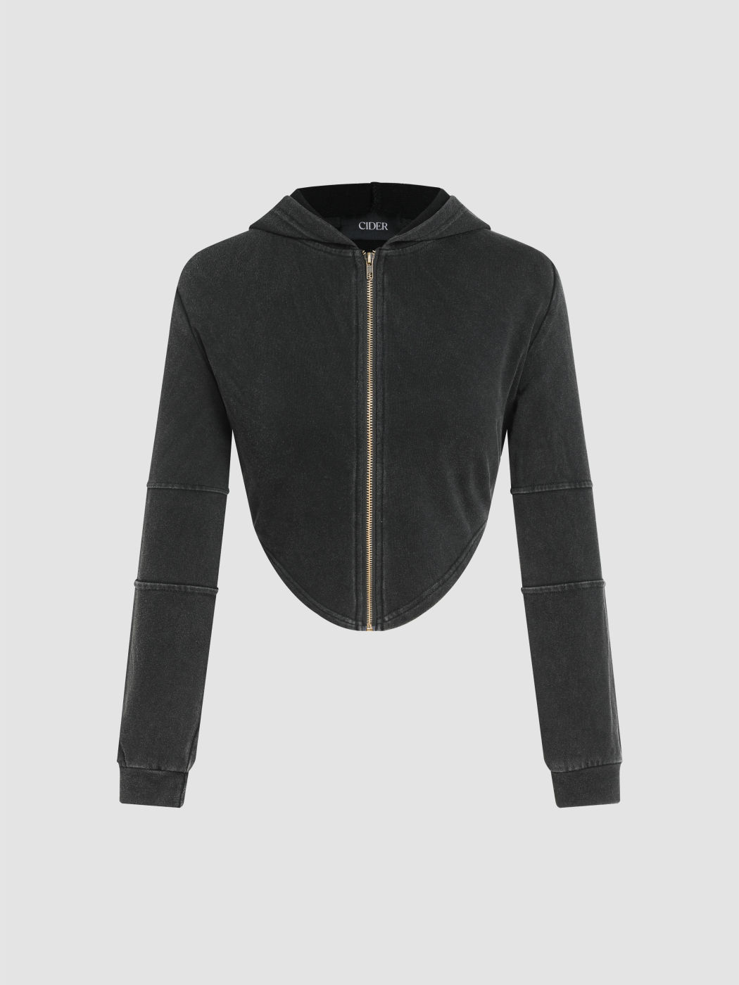 Solid Zip Up Crop Hoodie