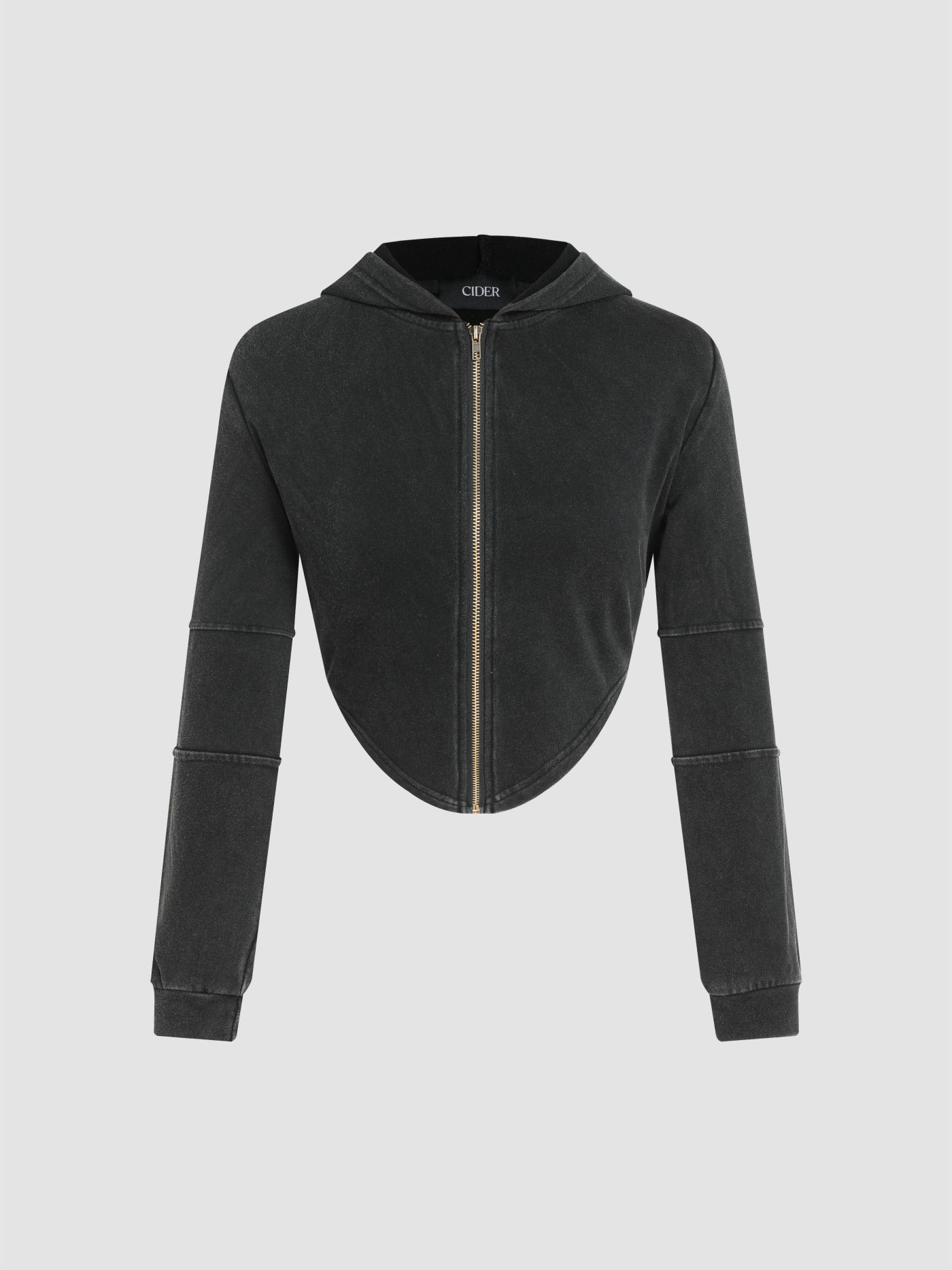 Solidr Crop-Hoodie mit Reißverschluss