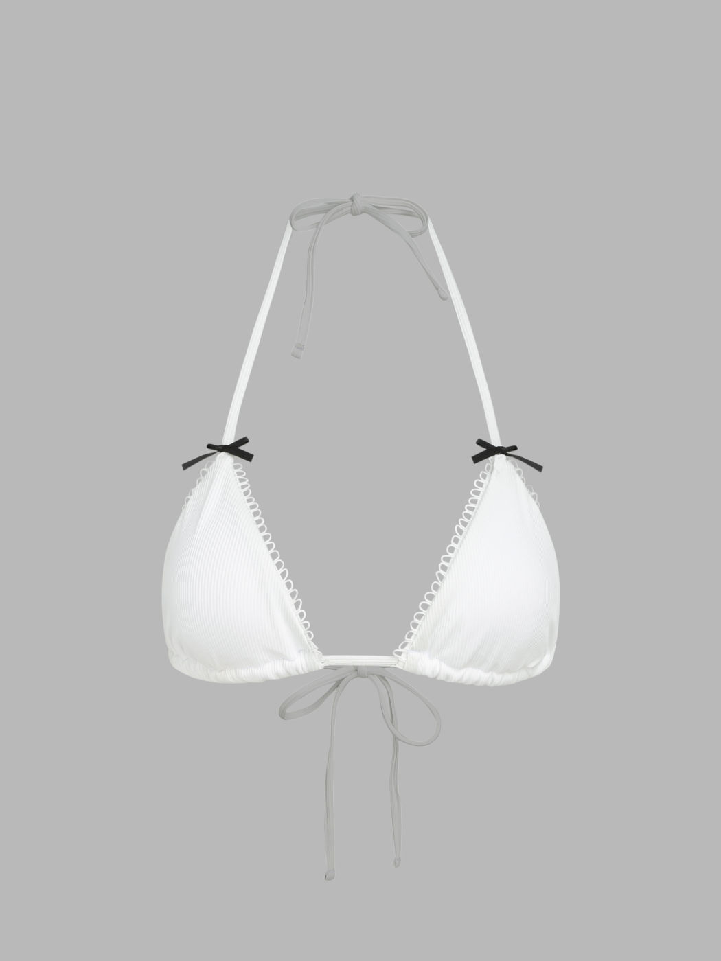 Rib Bowknot Halter Bikini Swimsuit Cider