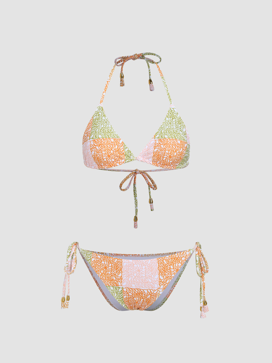 Neckholder-Bikini-Badeanzug mit Patchy-Bindung an der Seite