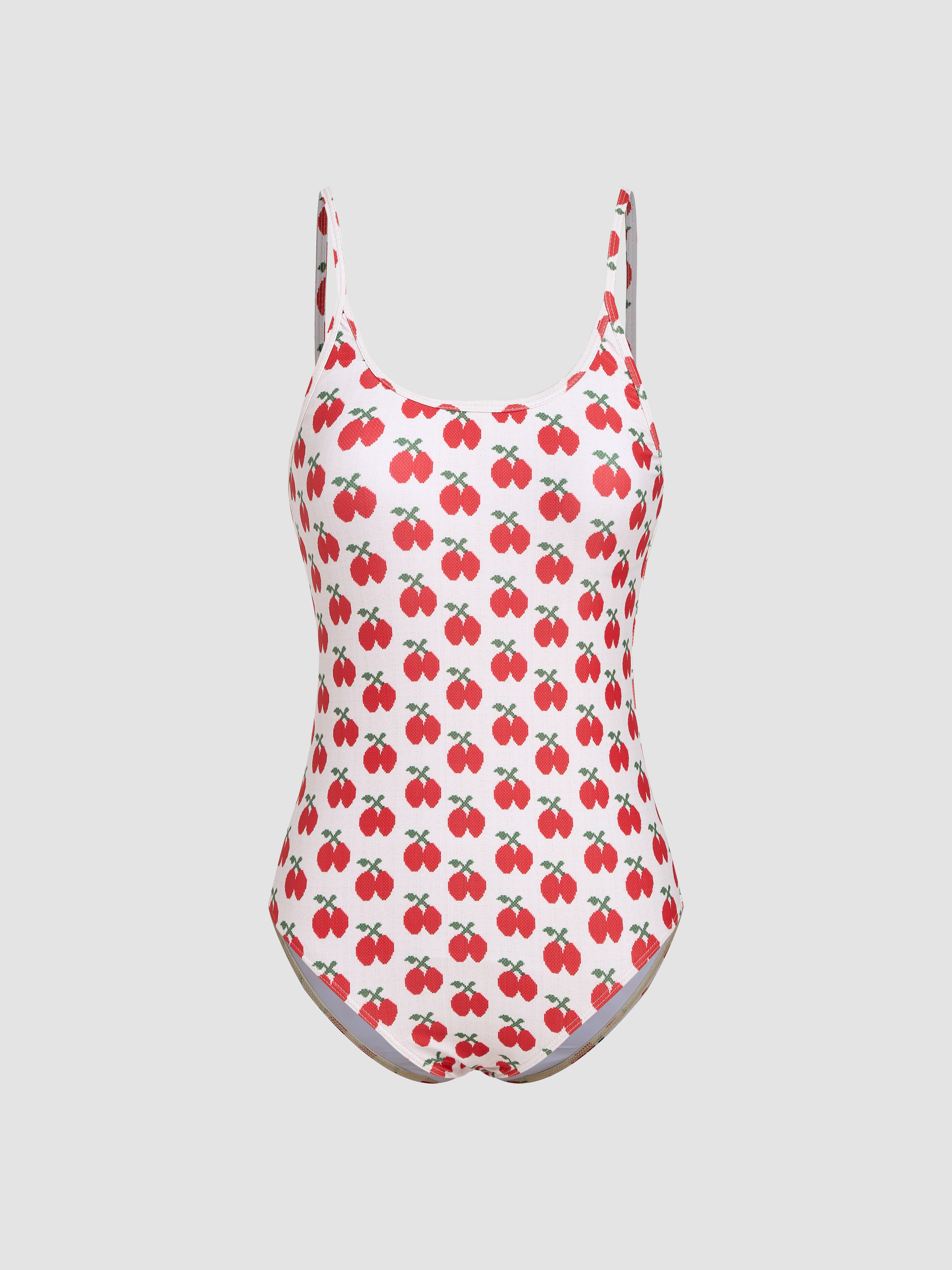 Cherry Pattern U-neckline One Piece Swimsuit