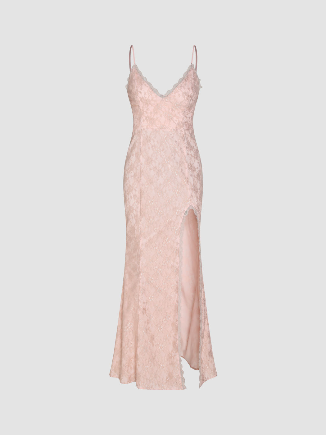 Geblümtes Maxikleid mit V-Ausschnitt und Schlitz