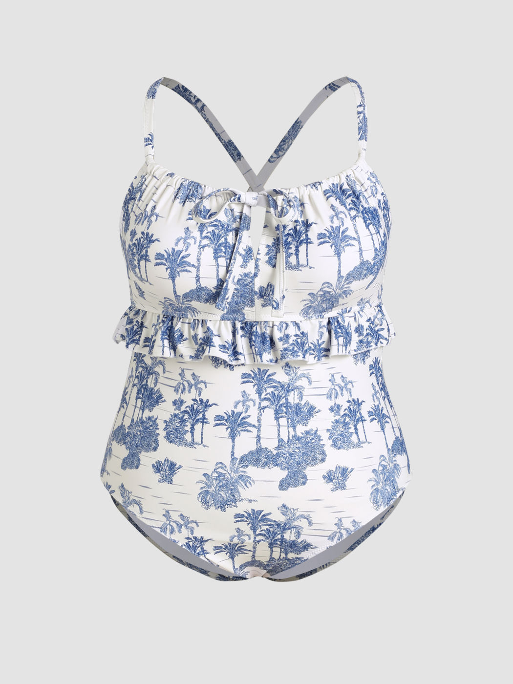 Costume da bagno intero annodato a fiori Curvy