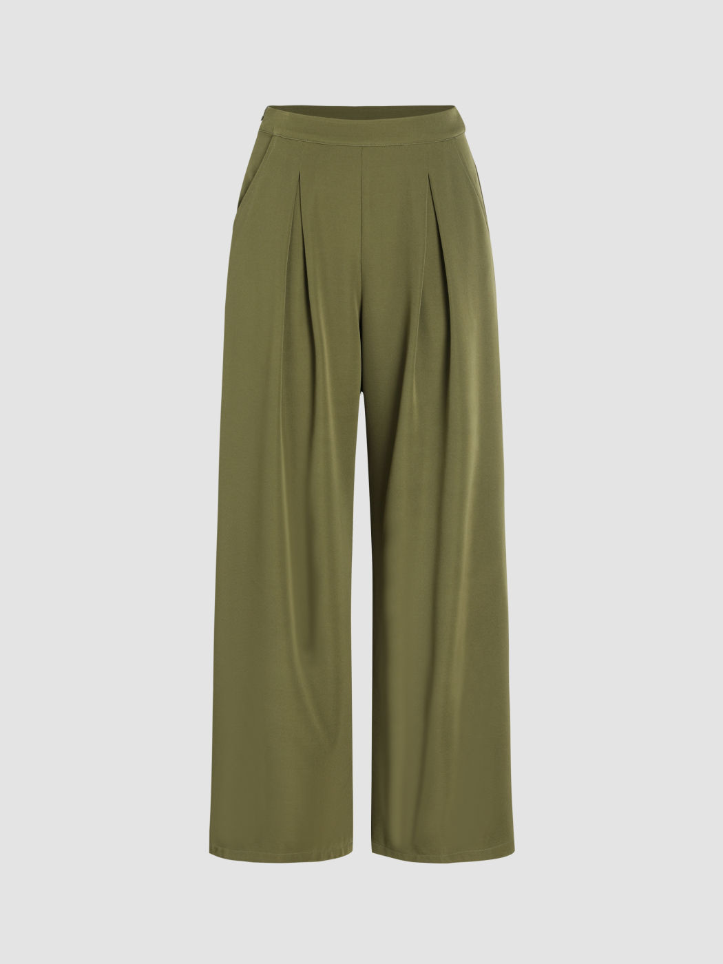 Woven High Waist Wide Leg Trousers