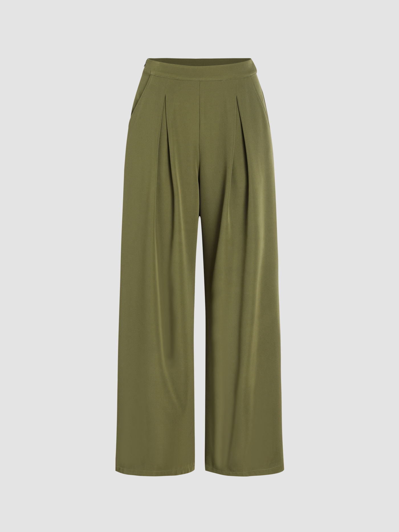 Woven High Waist Wide Leg Trousers