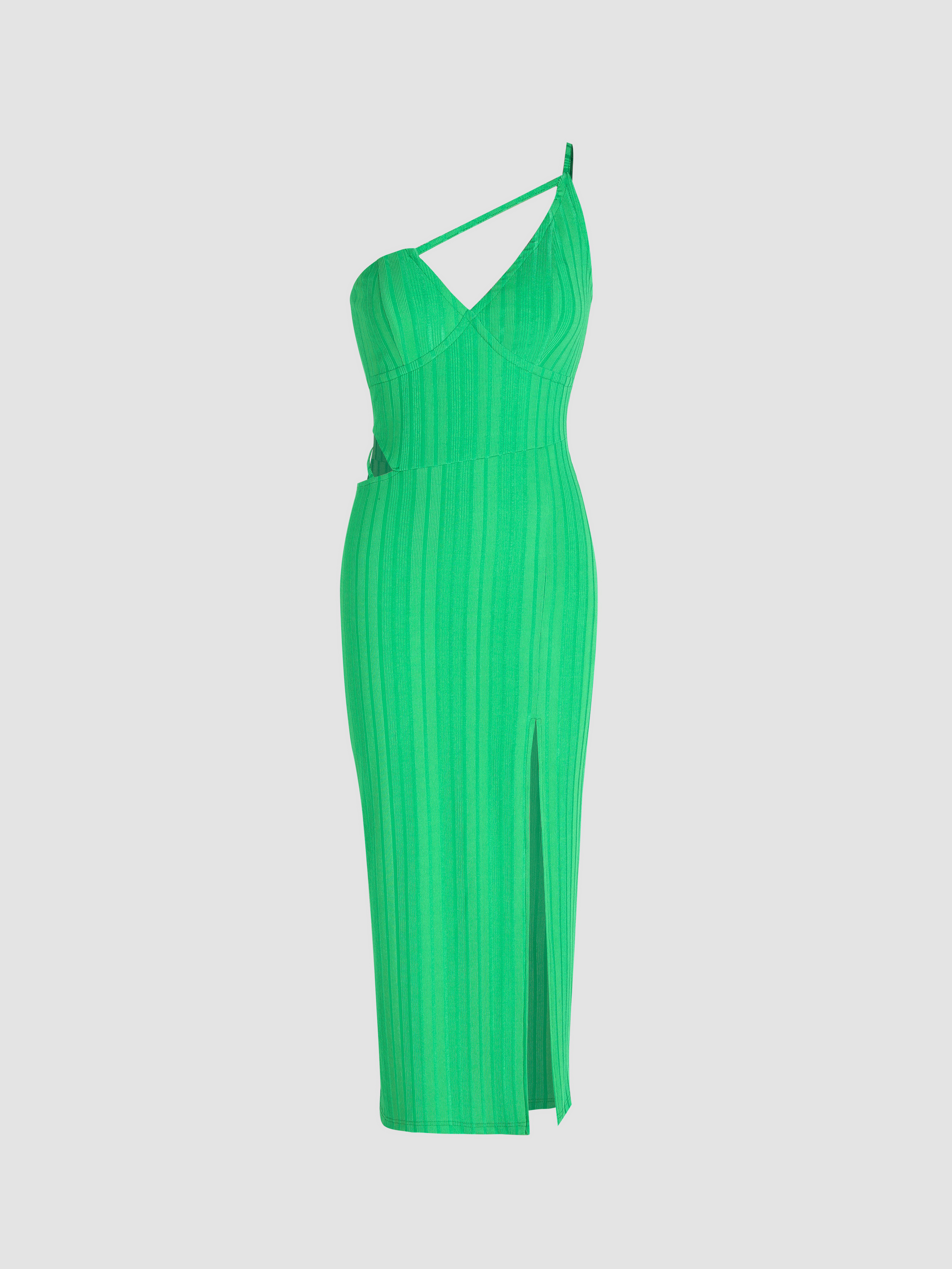 Solid Asymmetrical Cut Out Split Maxi Dress - Cider