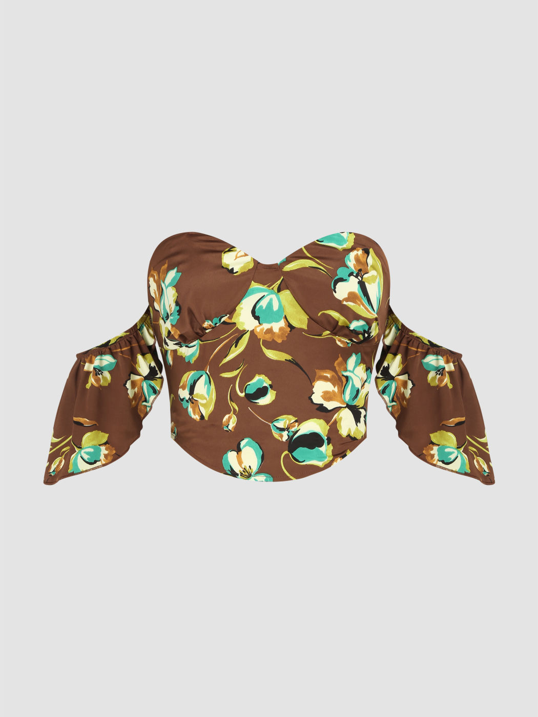 Bluse mit Blumenmuster und Satin ohne Träger