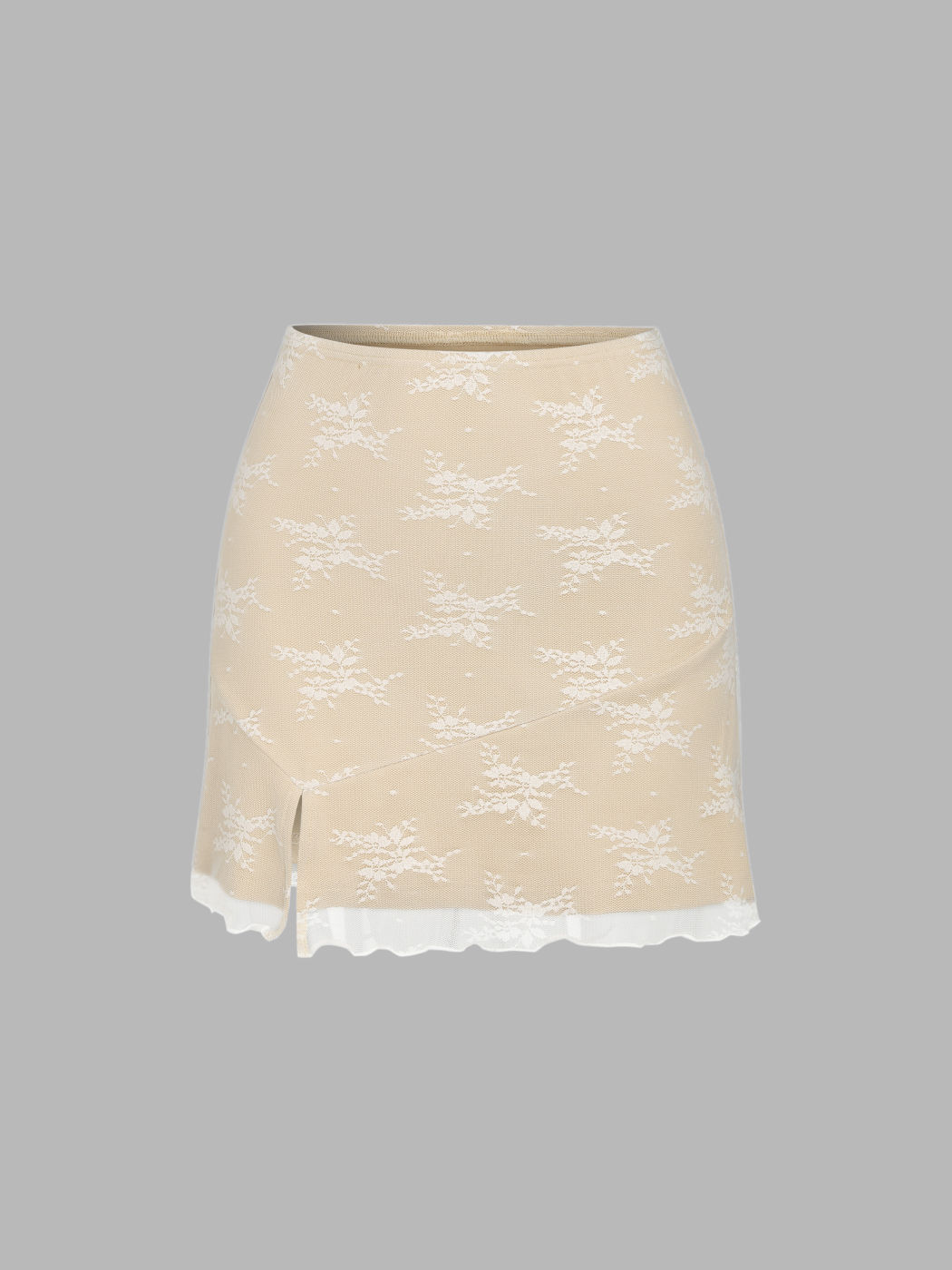 Sheer Lace Split Mini Skirt