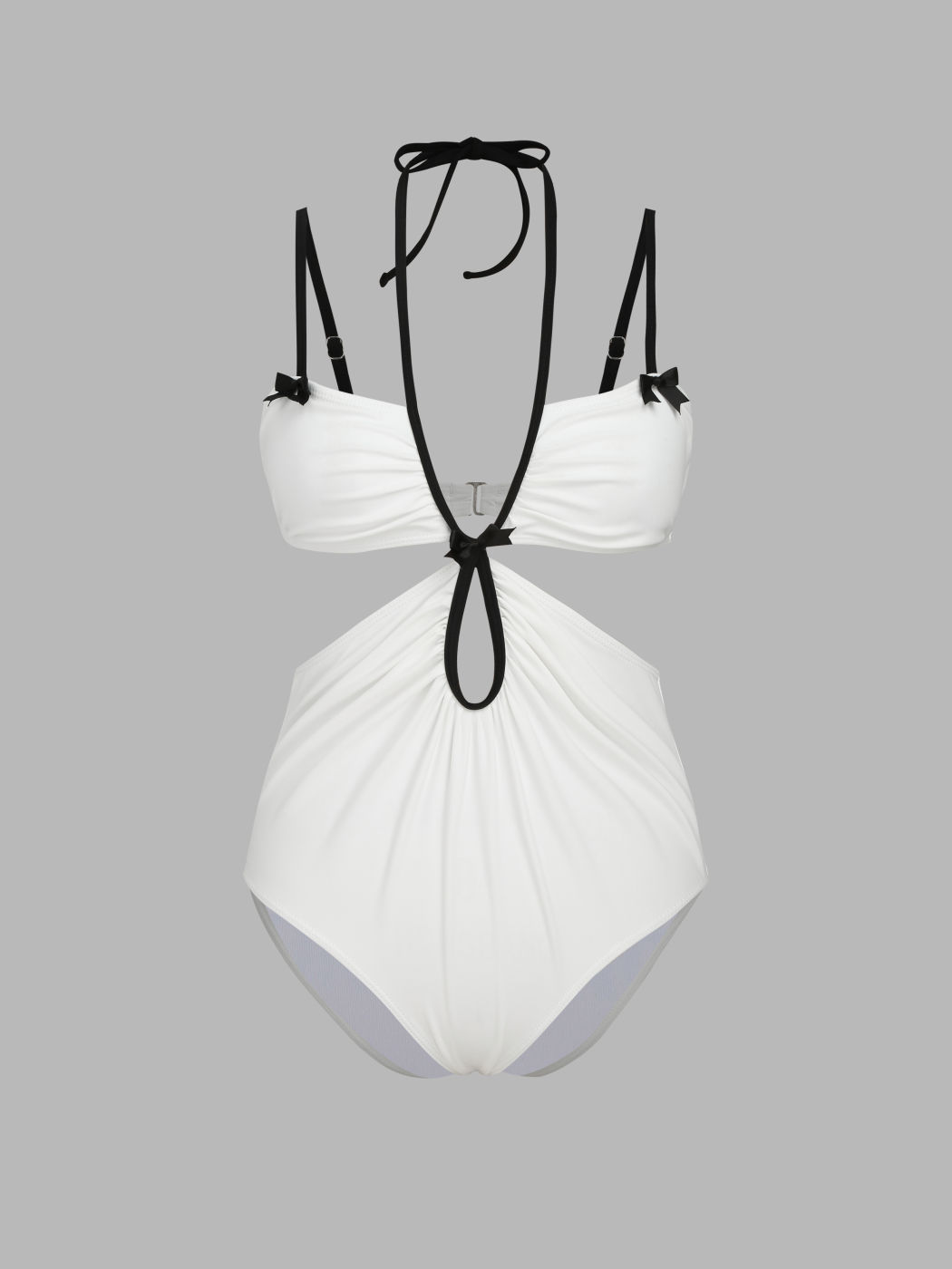 Material Contrasting Binding Halter One Piece Swimsuit For Occasion ...