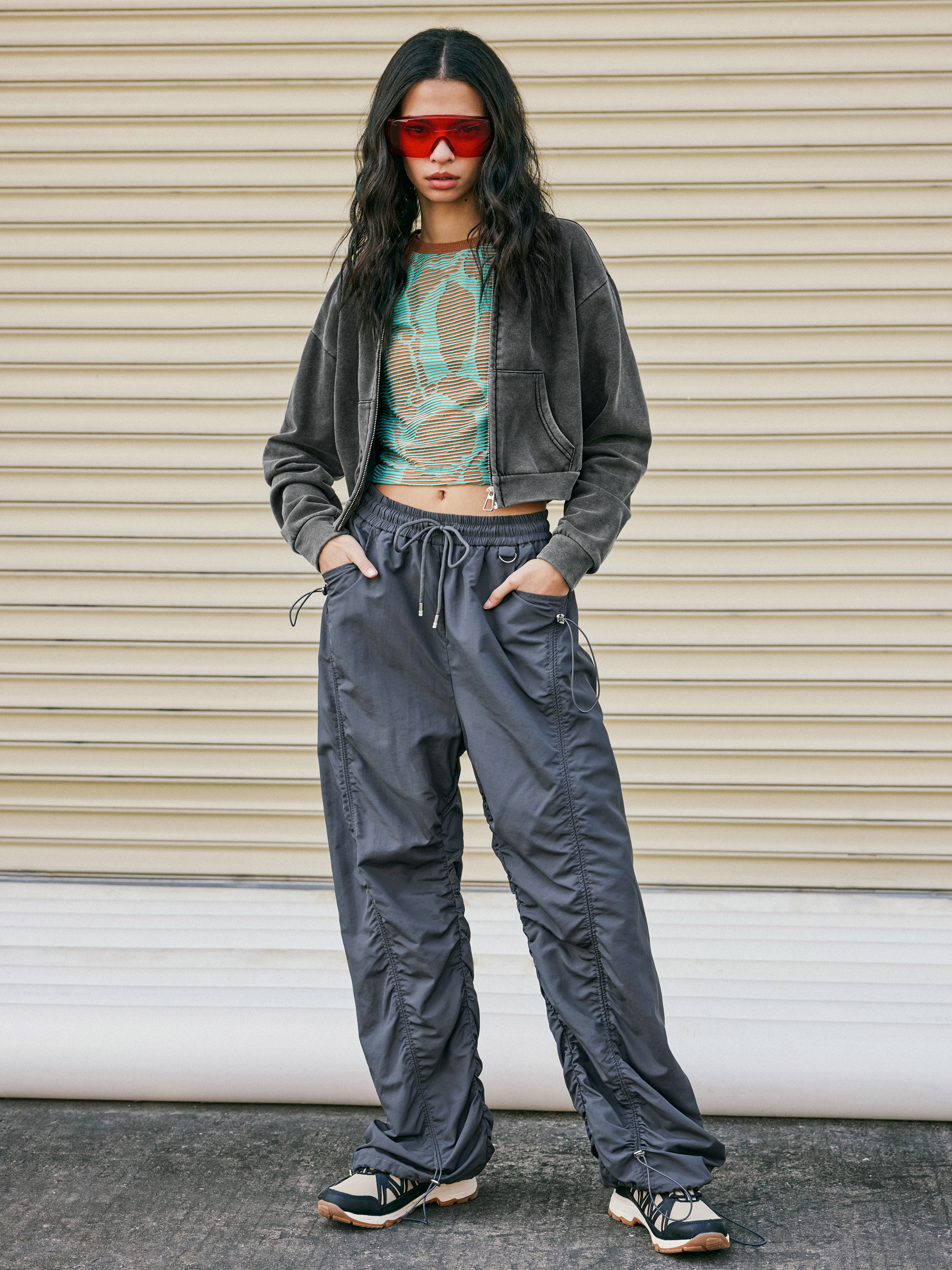 Woven Cloudy Day Slouchy Parachute Pants For Gym/Sports