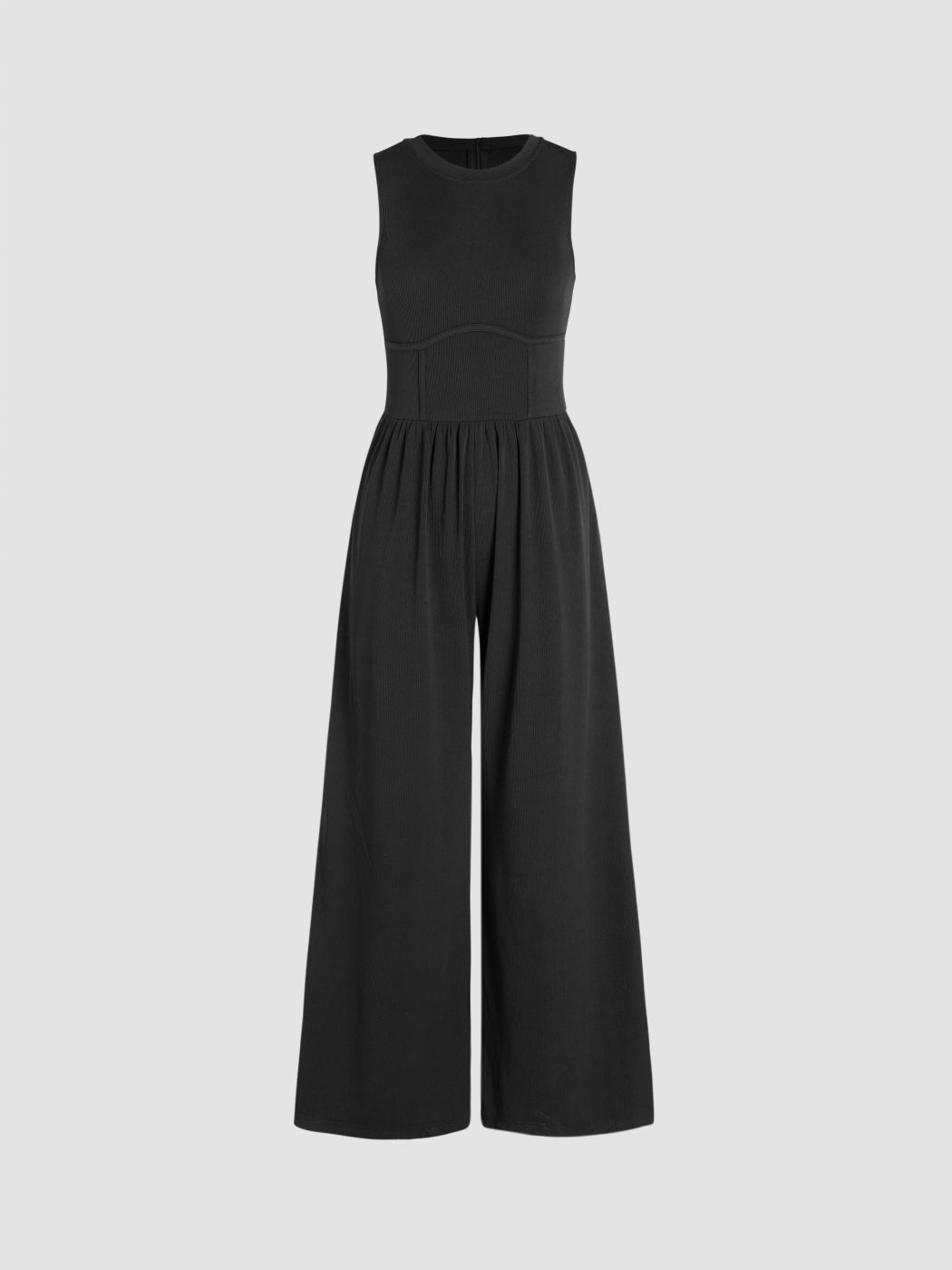 Solid Sleeveless Wide Leg Jumpsuit For Daily Casual Work