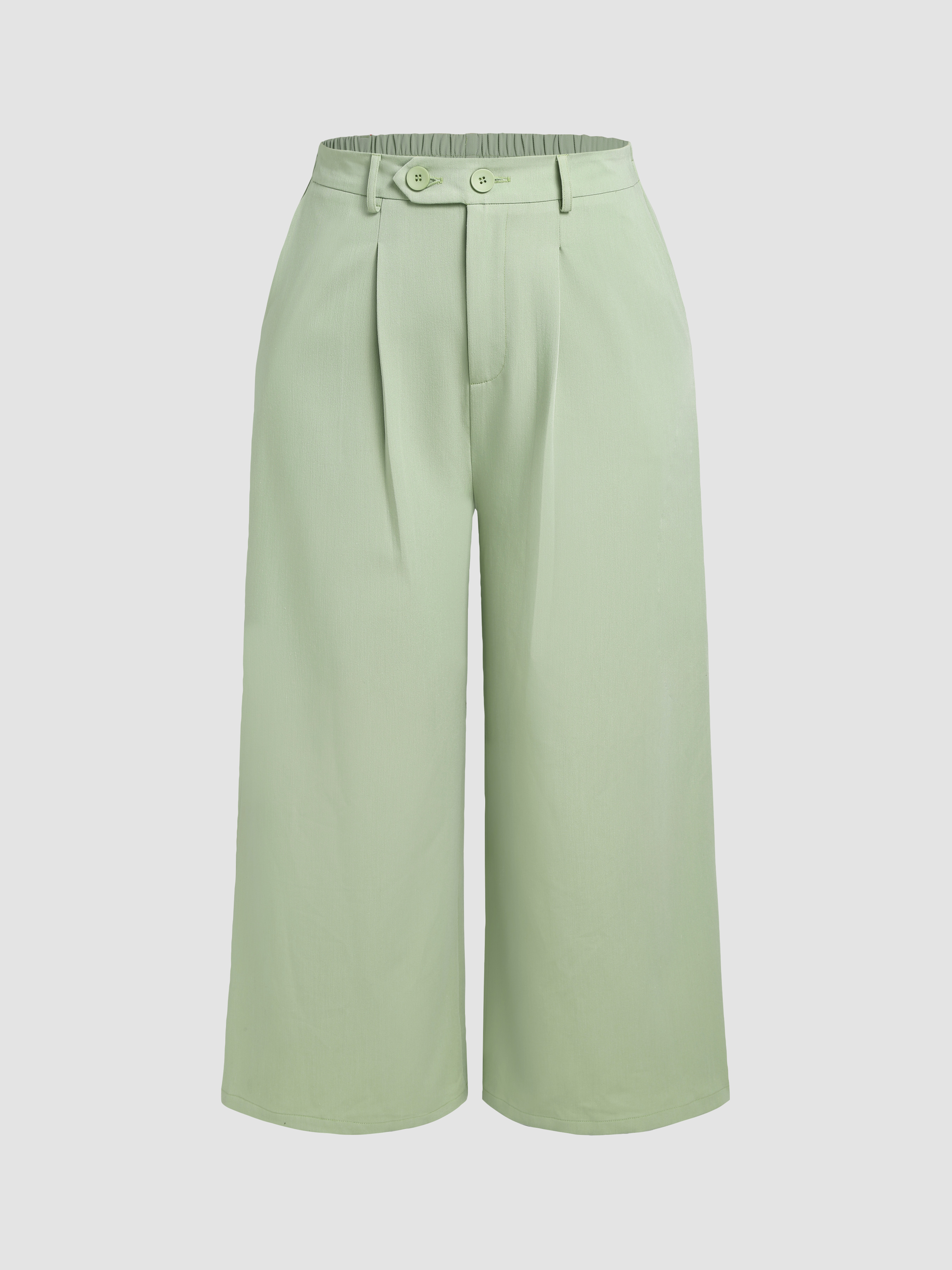 Woven Button Wide Leg Trousers Curve & Plus - Cider