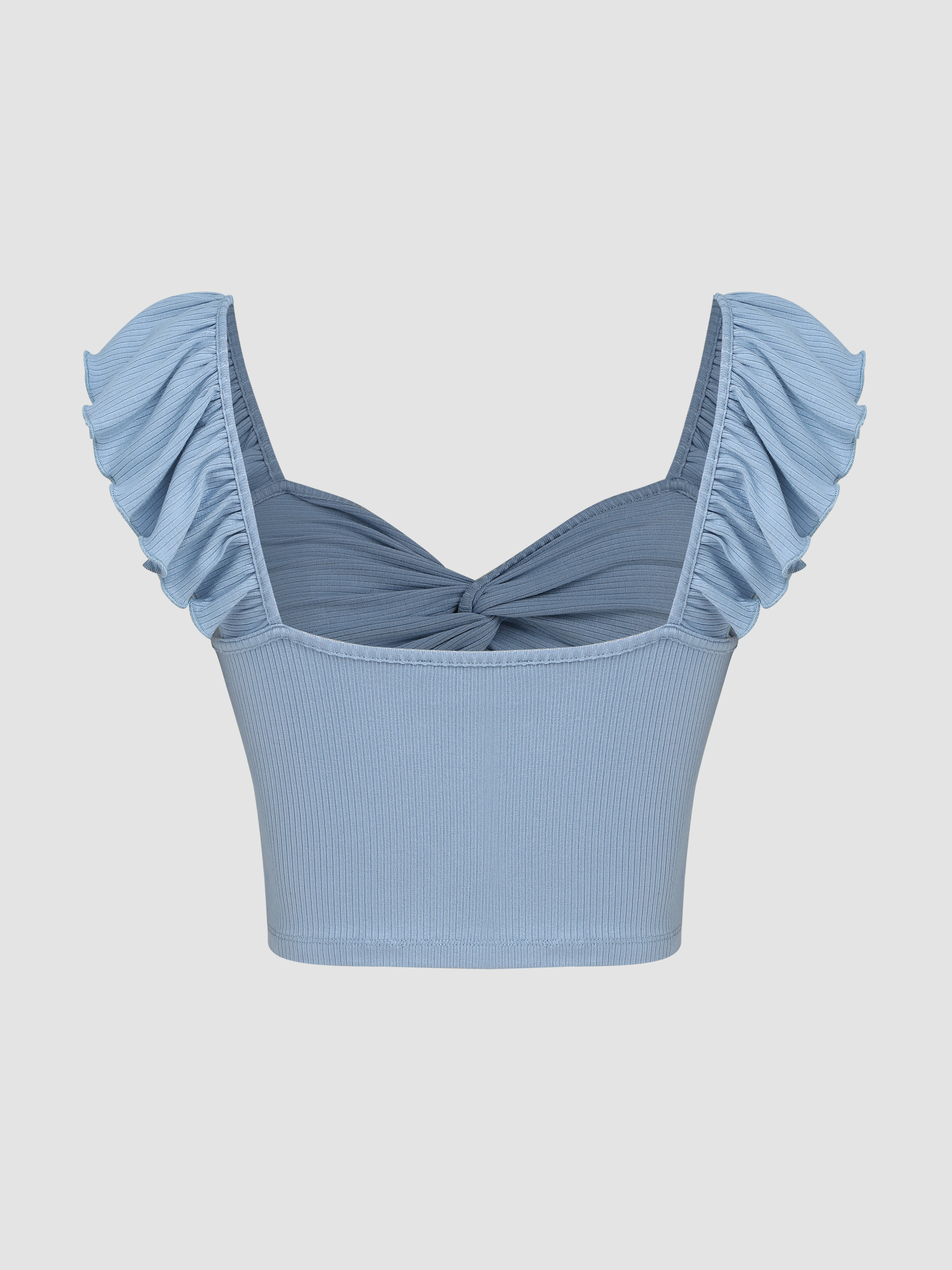 Women Off Shoulder Tops Twist Strap Ruched Tank Slim Fitted