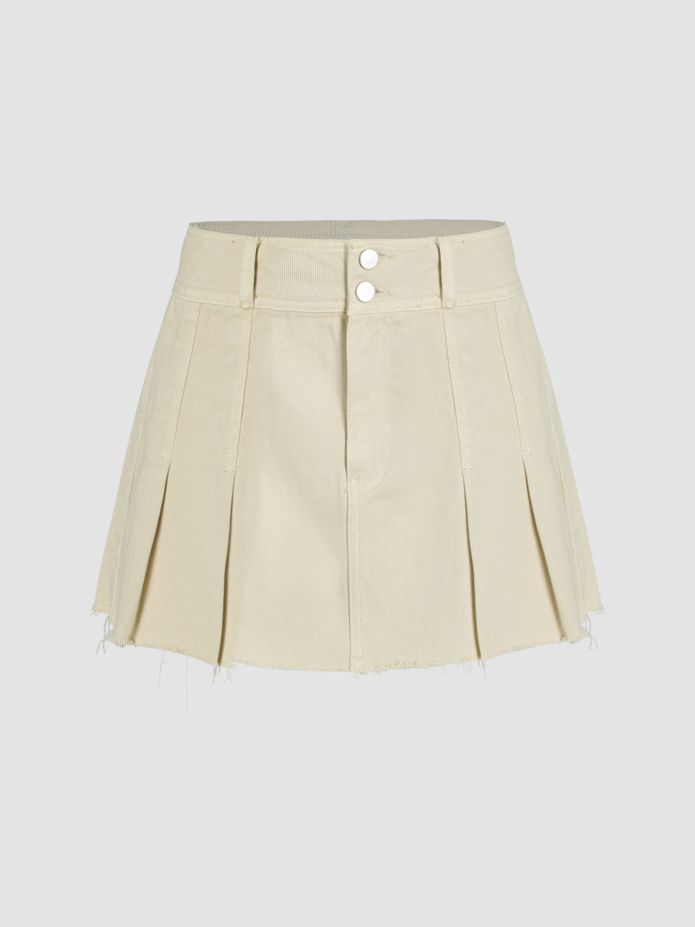 Denim Pleated Mini Skirt